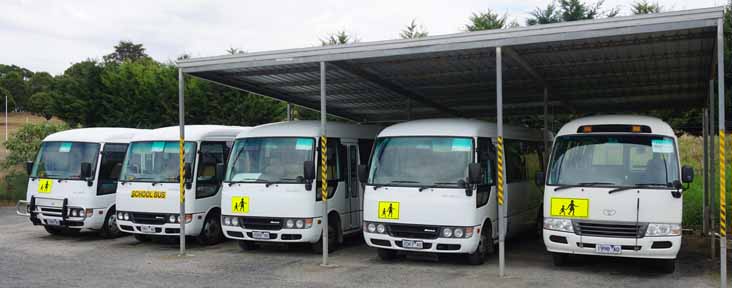 Warragul Rosas 1996AO, 1991AO, 2068AO, 2067AO and Toyota Coaster 1998AO